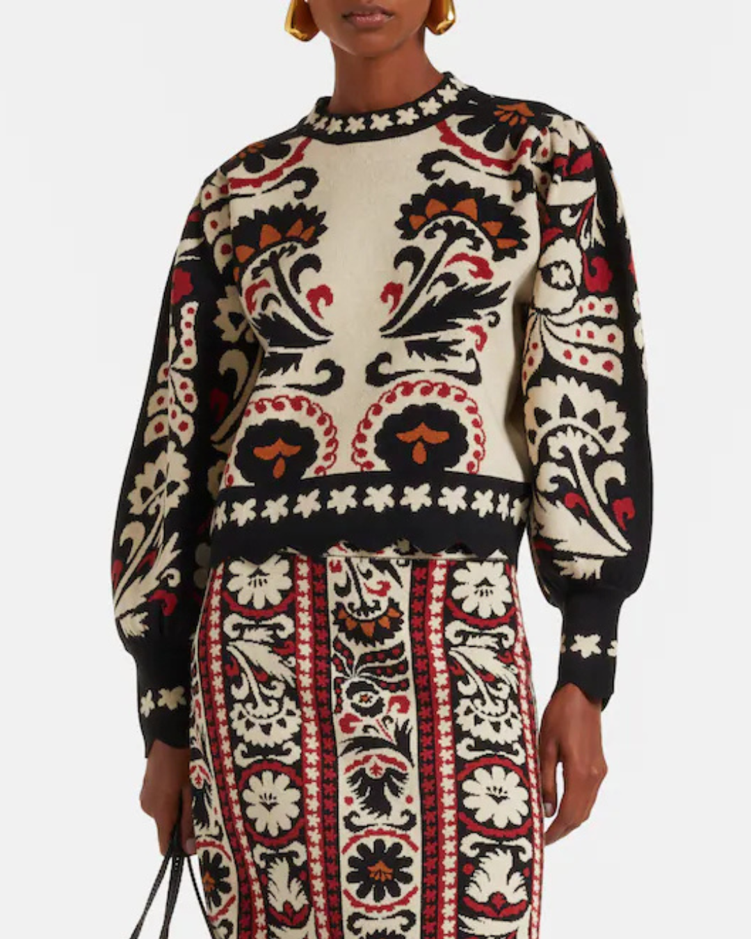 Winter Tapestry Stripes Knit Sweater by Farm Rio