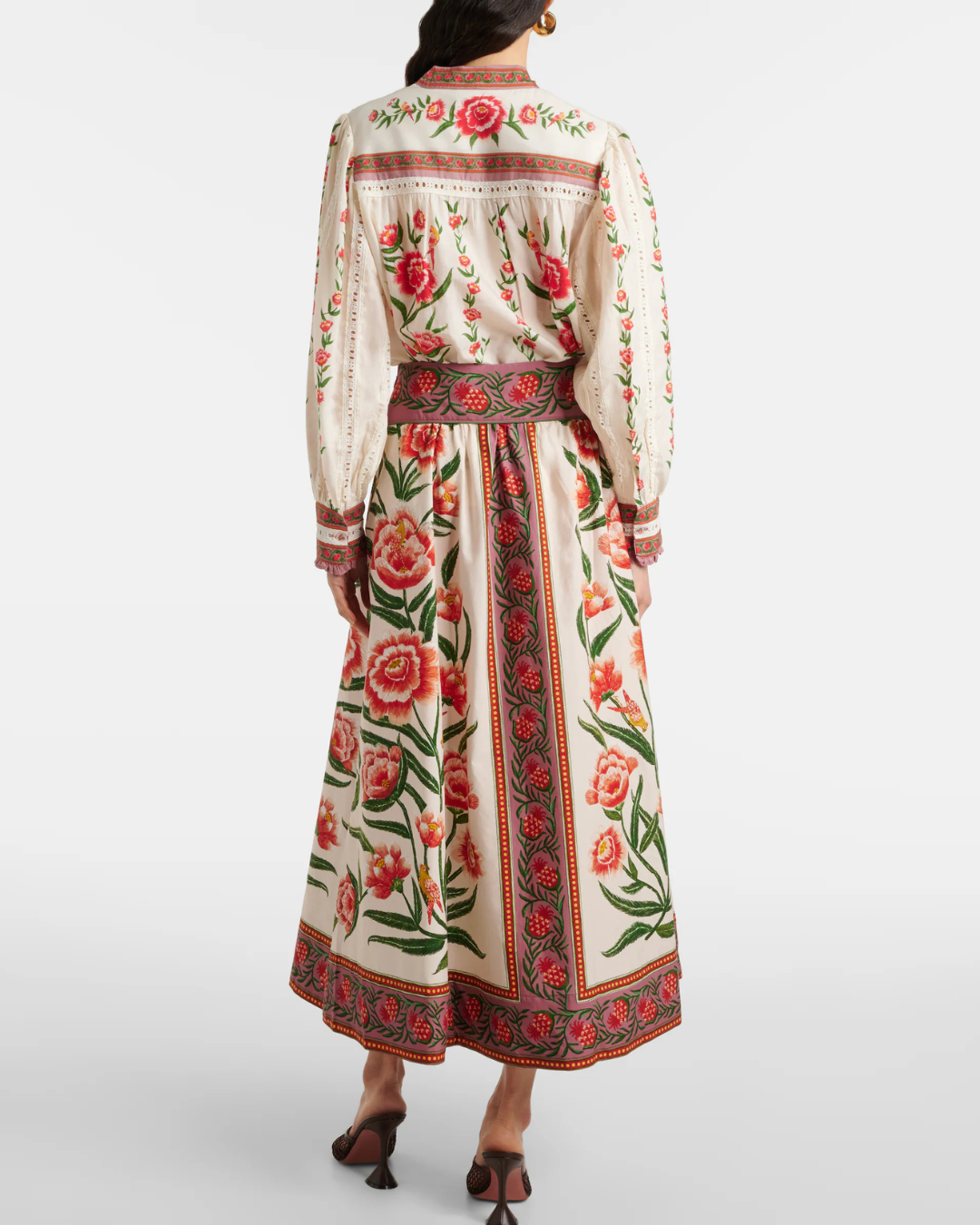 Ainika Delicate Off-White Printed Midi Skirt by FARM Rio