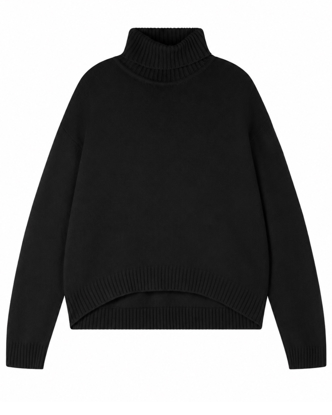 Cashmere Oversize Roll Collar Jumper in Black by Jumper 1234