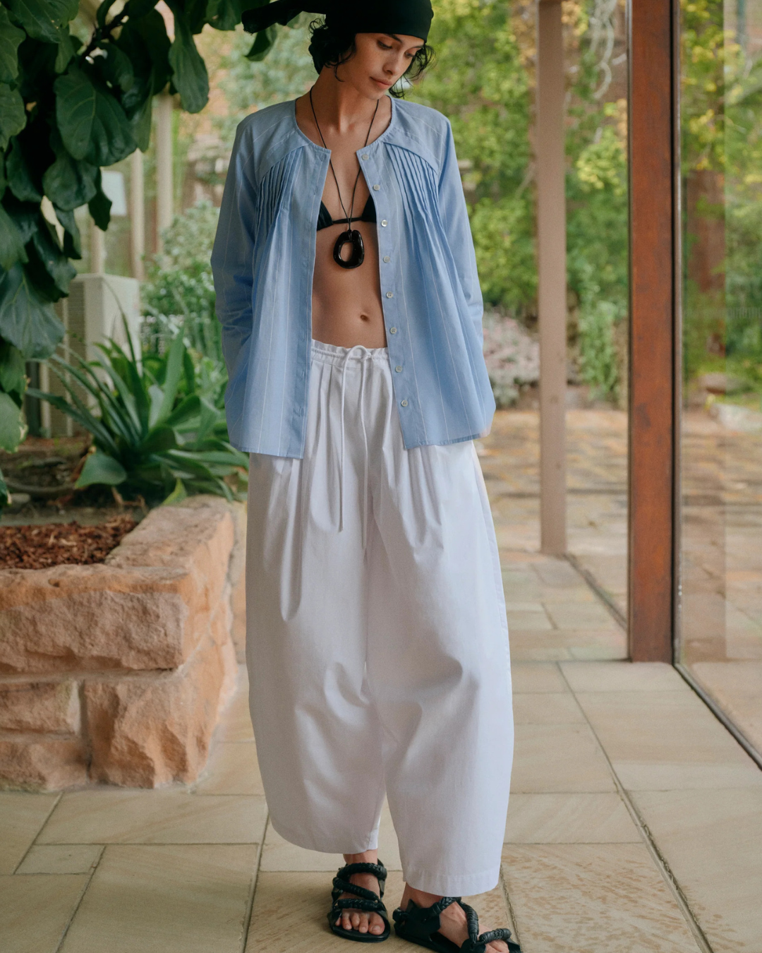 Rae Top in Chambray Wide Pinstripe by Foemina