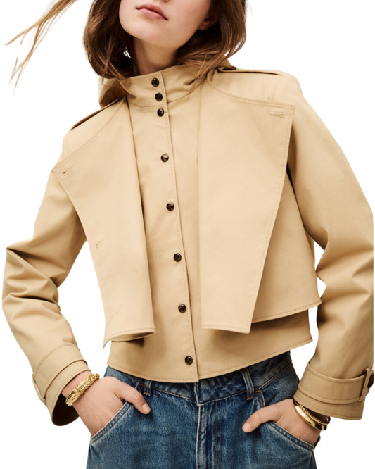 Thym Cropped Trench Jacket in Beige by BA&SH