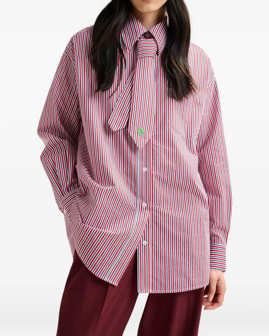 Igold Striped Shirt in Black Iris & Red by Essentiel Antwerp