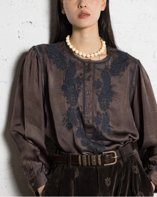 Clotilde Blouse in Mystic Green by Maison Hotel