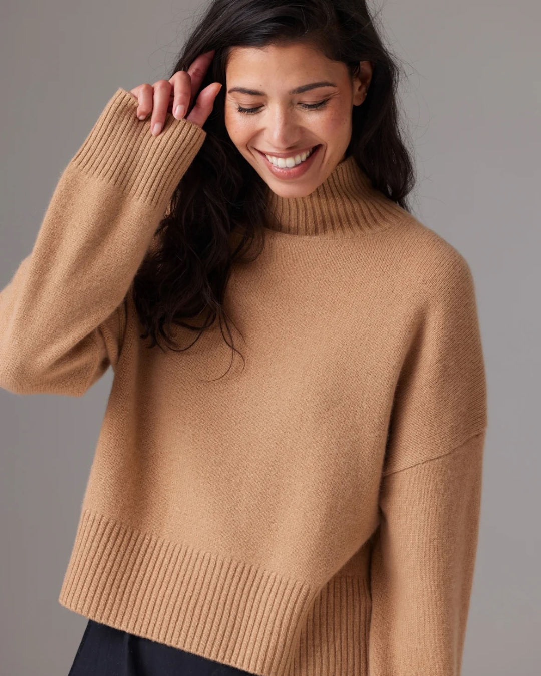 Chunky Carmen Funnel Neck in Camel by Colorush