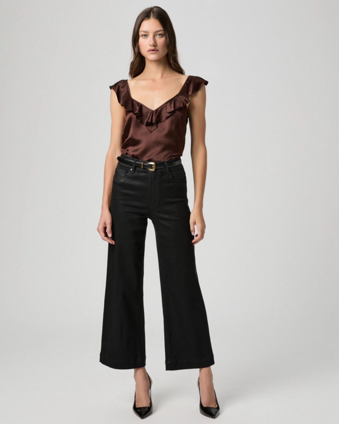Anessa Wide Leg Jean in Black Fog LuxCoat by Paige
