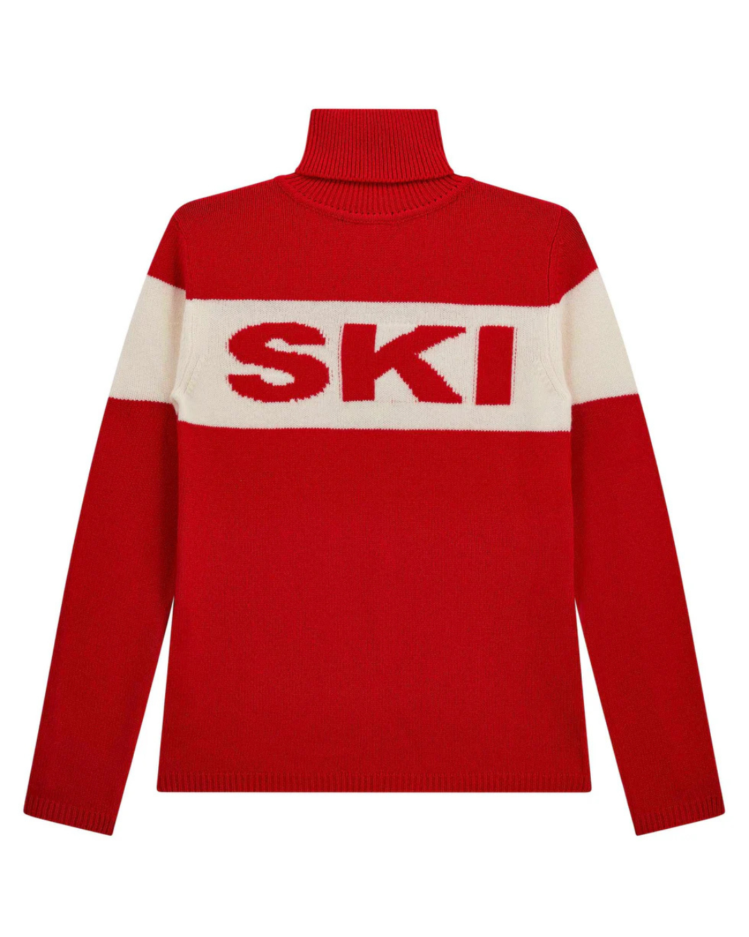 Cashmere Ski Roll Collar in Red & Cream by Jumper 1234