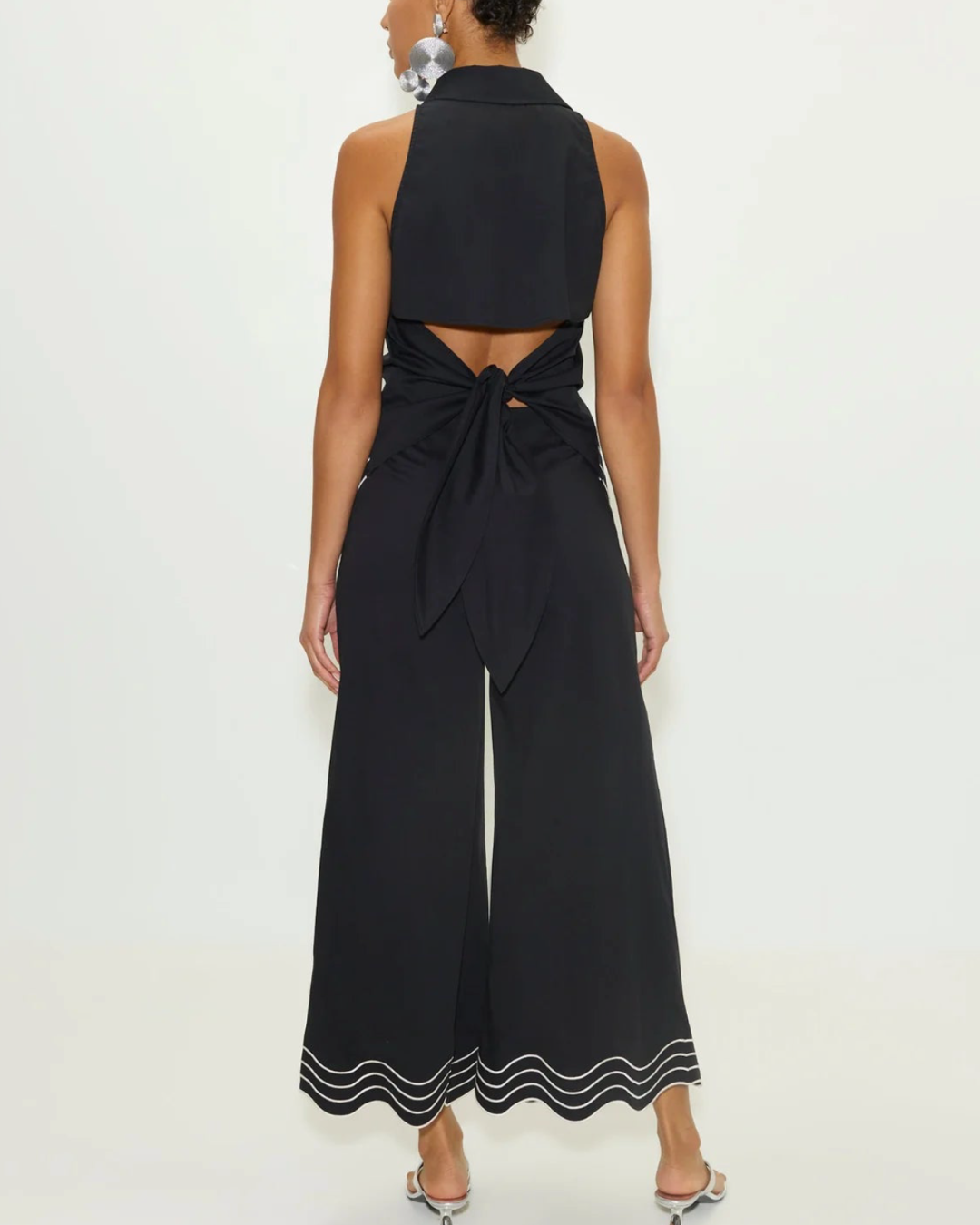 Wavy Cropped Poplin Pant in Black by Simon Miller