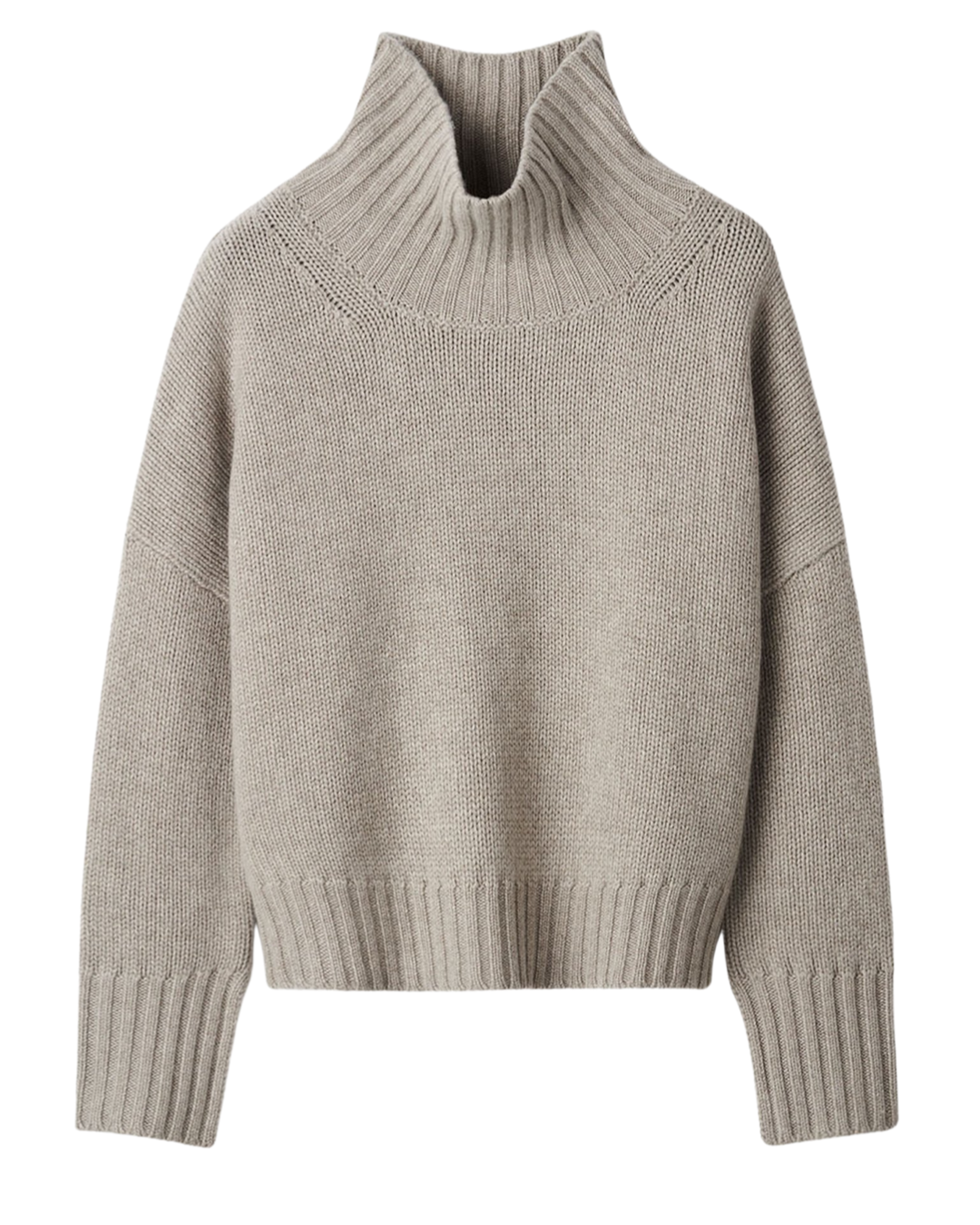 Girlfriend Cashmere Turtleneck in Greige by SOFT GOAT