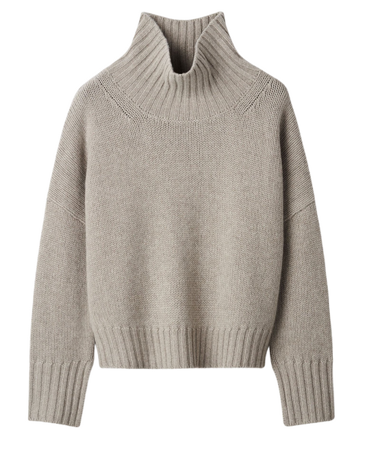 Girlfriend Cashmere Turtleneck in Greige by SOFT GOAT