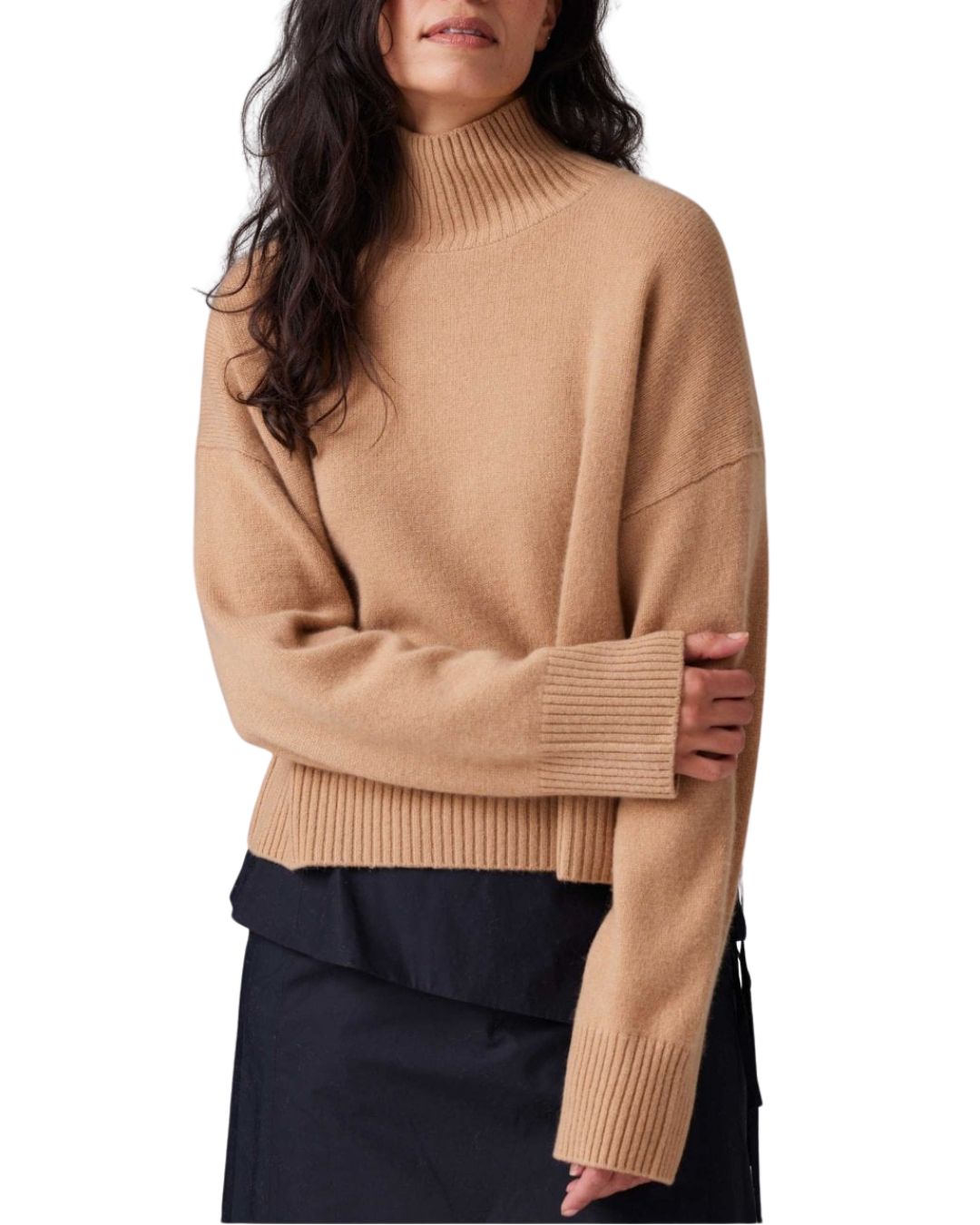 Chunky Carmen Funnel Neck in Camel by Colorush