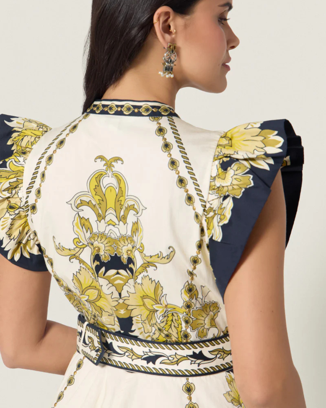 Baroness Floral Dress in Black & Gold by Scarlett Poppies