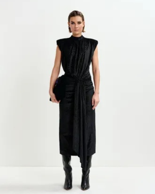Inche Velvet Jersey Dress in Black by Essentiel Antwerp