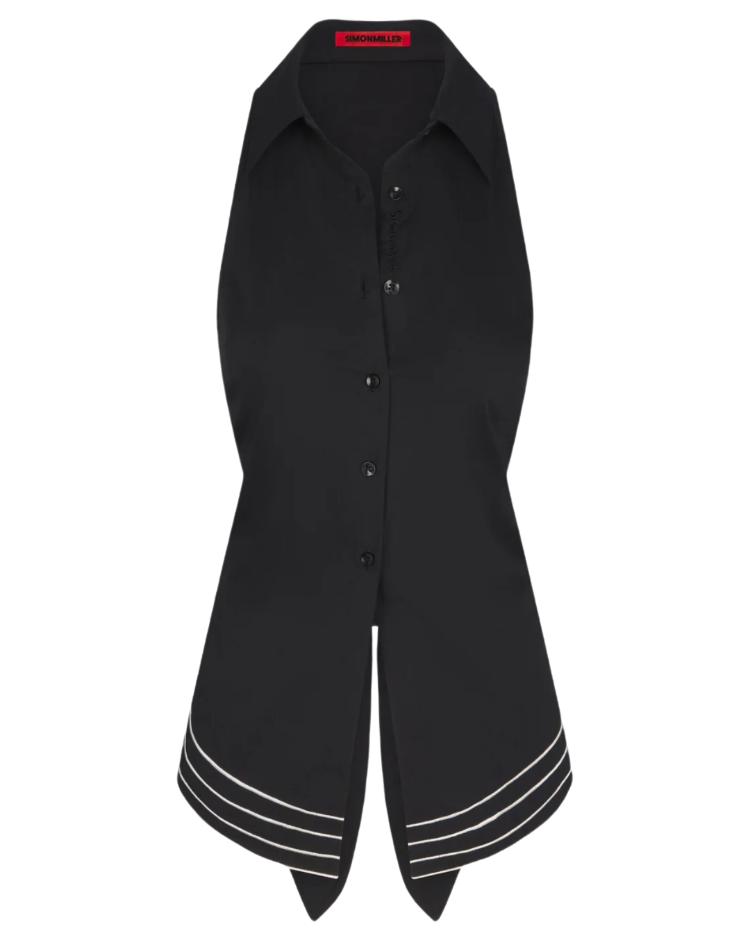 Wavy Sleeveless Loch Button Up Shirt in Black by Simon Miller