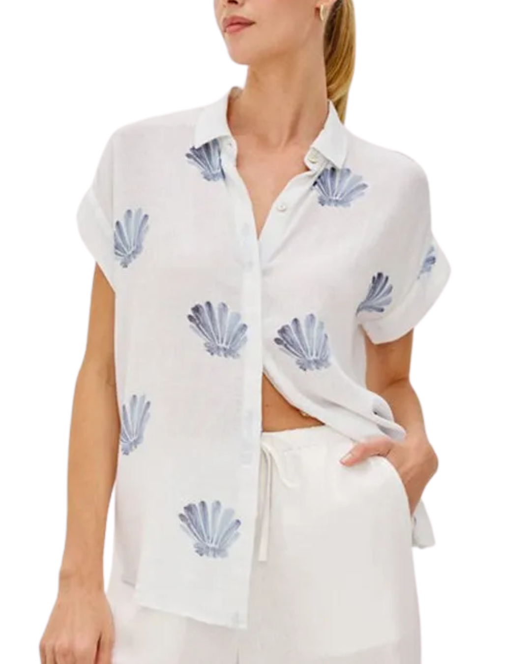 Jamie Shirt In Blue Seashells by Rails