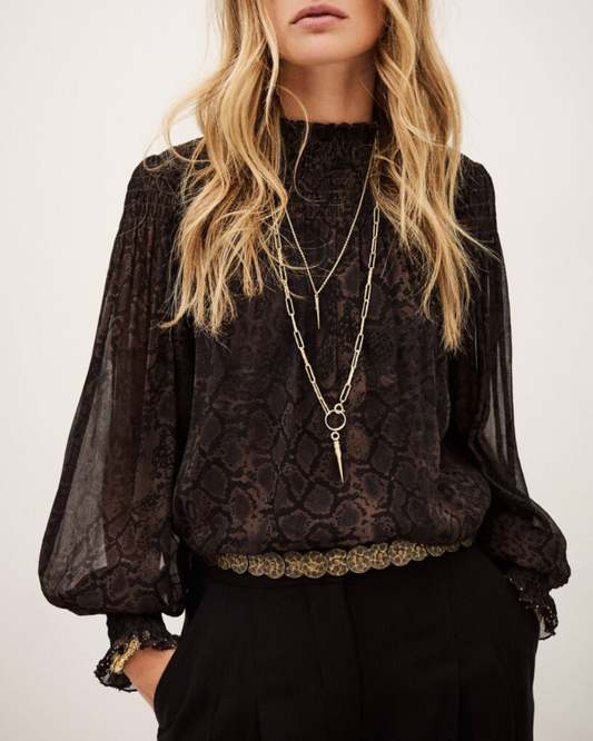 Shamy High Neck Blouse in Marron by BA&SH