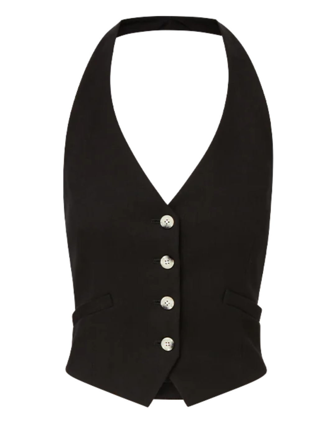 Arabella Stretch-Linen Vest in Black by Veronica Beard