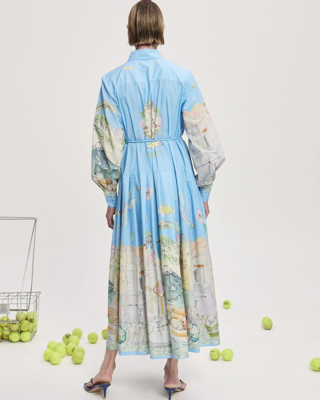 Anouk Shirtdress in Sky Blue by Alemais