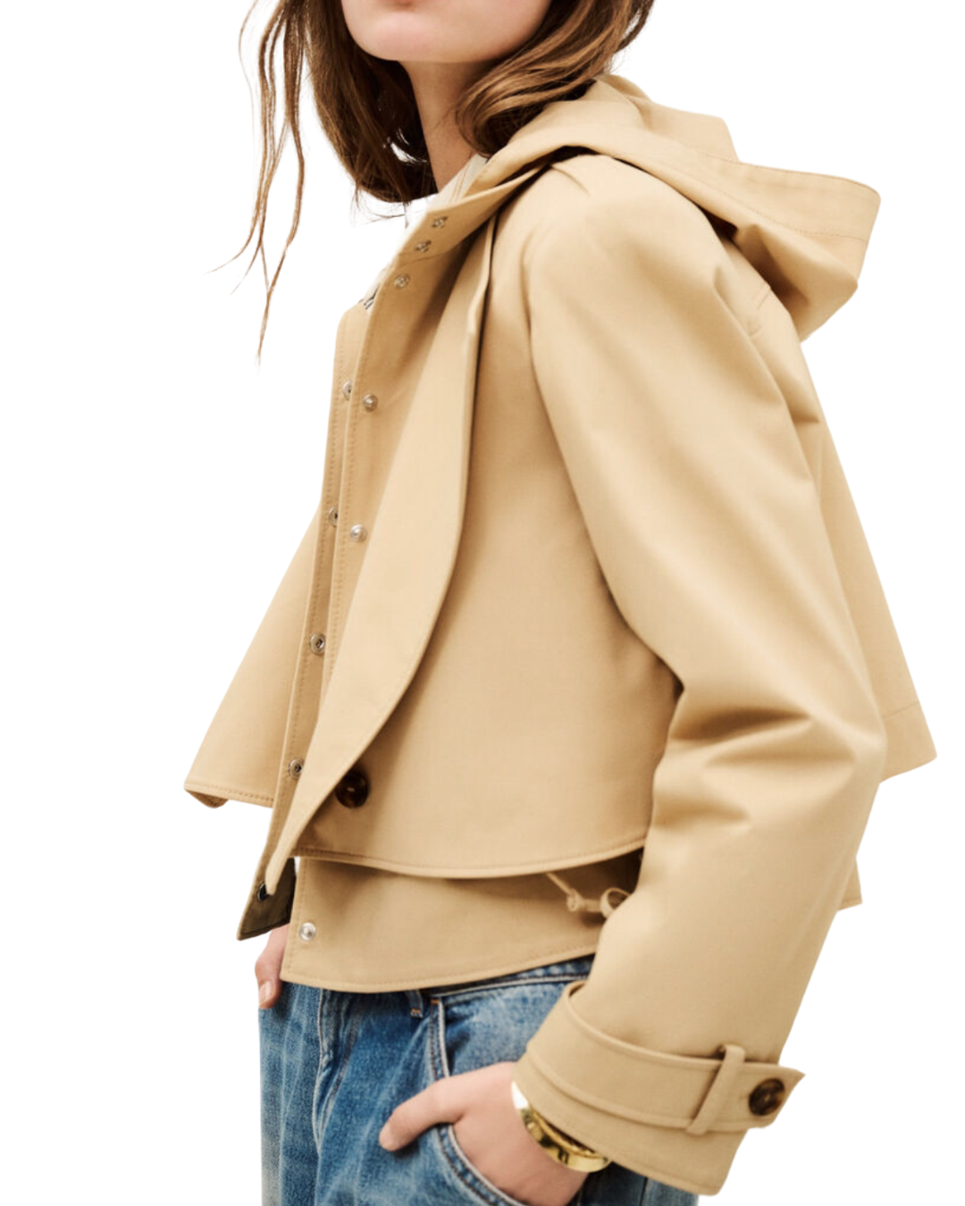 Thym Cropped Trench Jacket in Beige by BA&SH