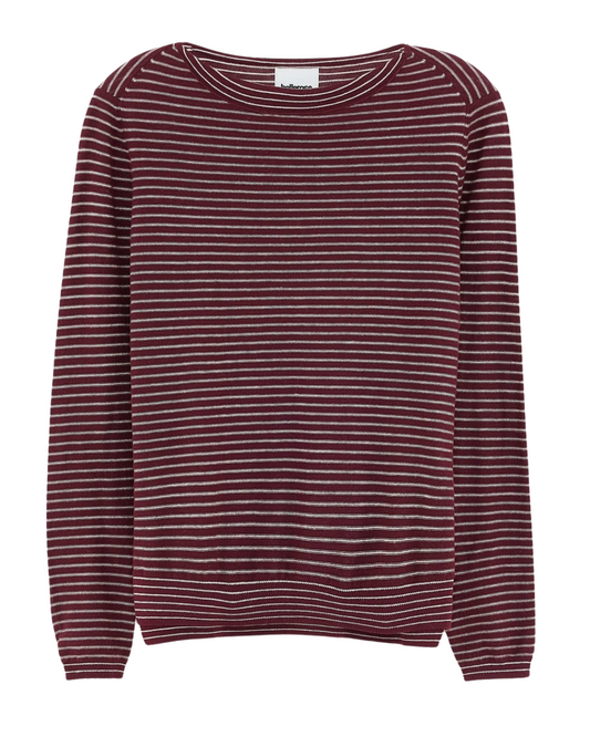 Gop Boatneck Sweater in Burgundy Stripe by Bellerose