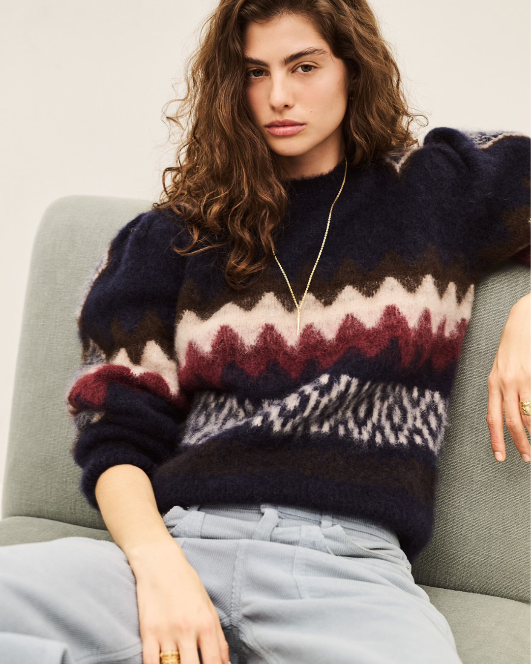 Floyd Pullover Jumper in Marine Navy by BA&SH