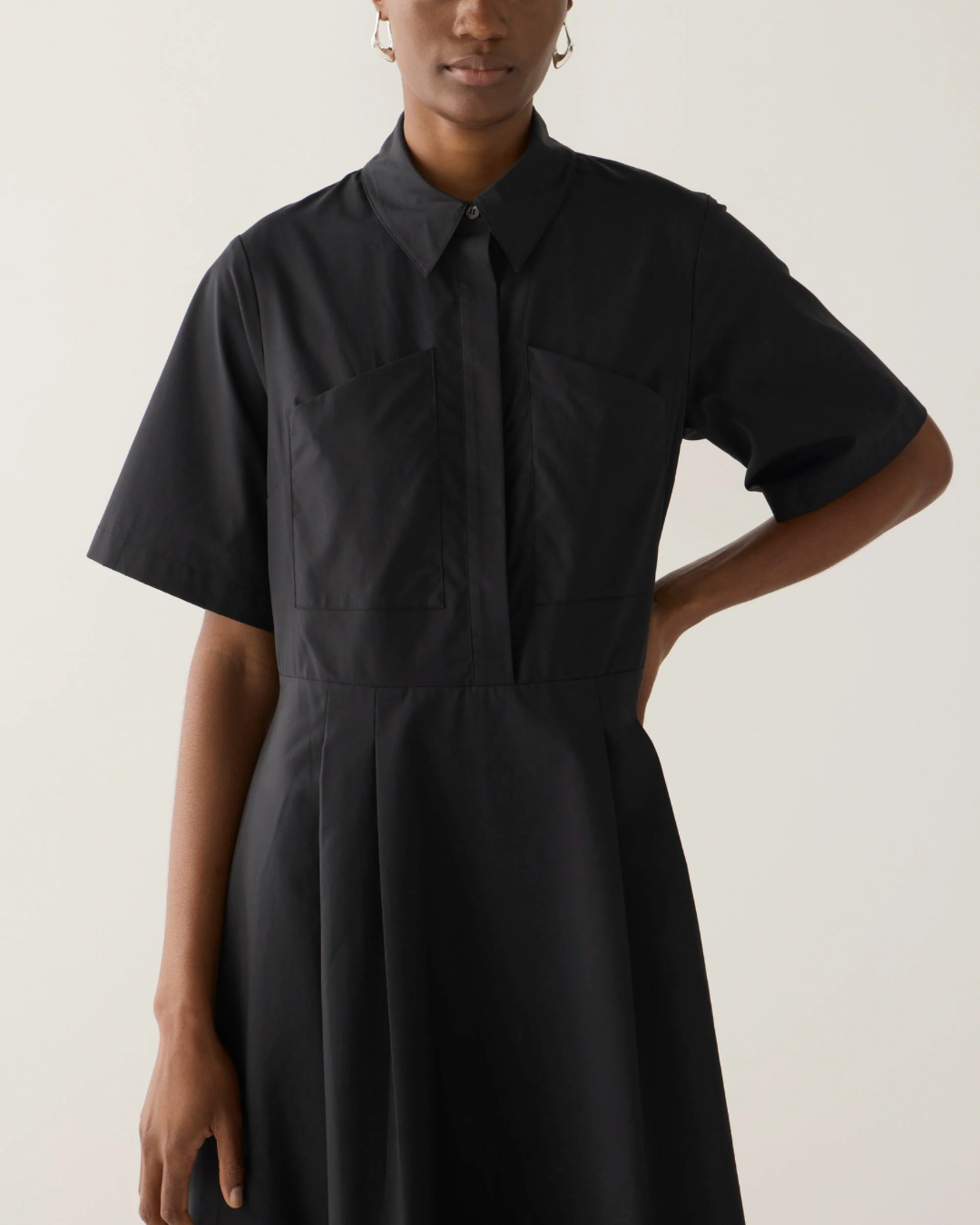 Calliope Dress in Black Cotton Tencel by Foemina