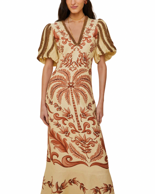 Off-White Milani Euroflax™ Premium Linen Maxi Dress by FARM Rio