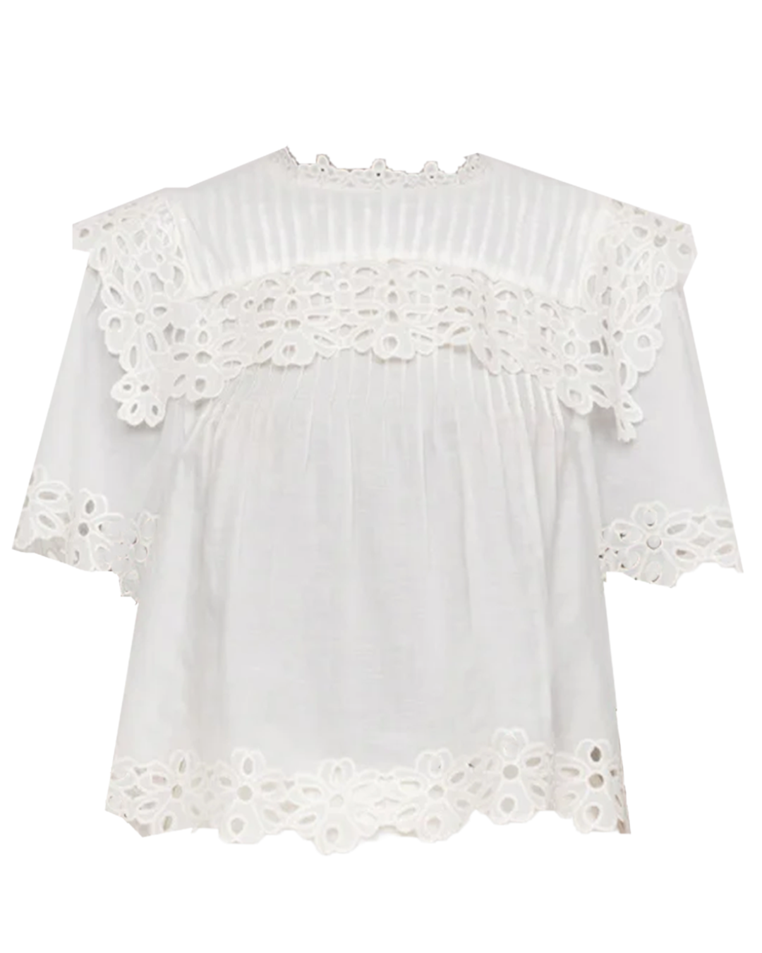 Leila Eyelet Short Sleeve Top in White by Sea NY