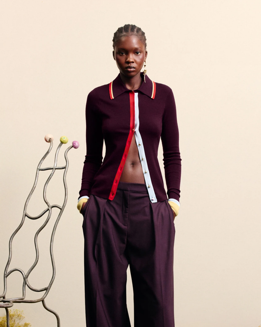 Josefina Fitted Cardigan in Chocolate by Alemais
