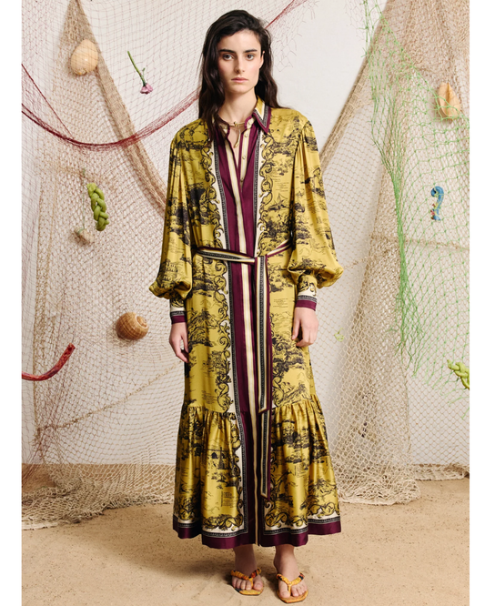 Martos Silk Shirt Dress in Gold by Alemais