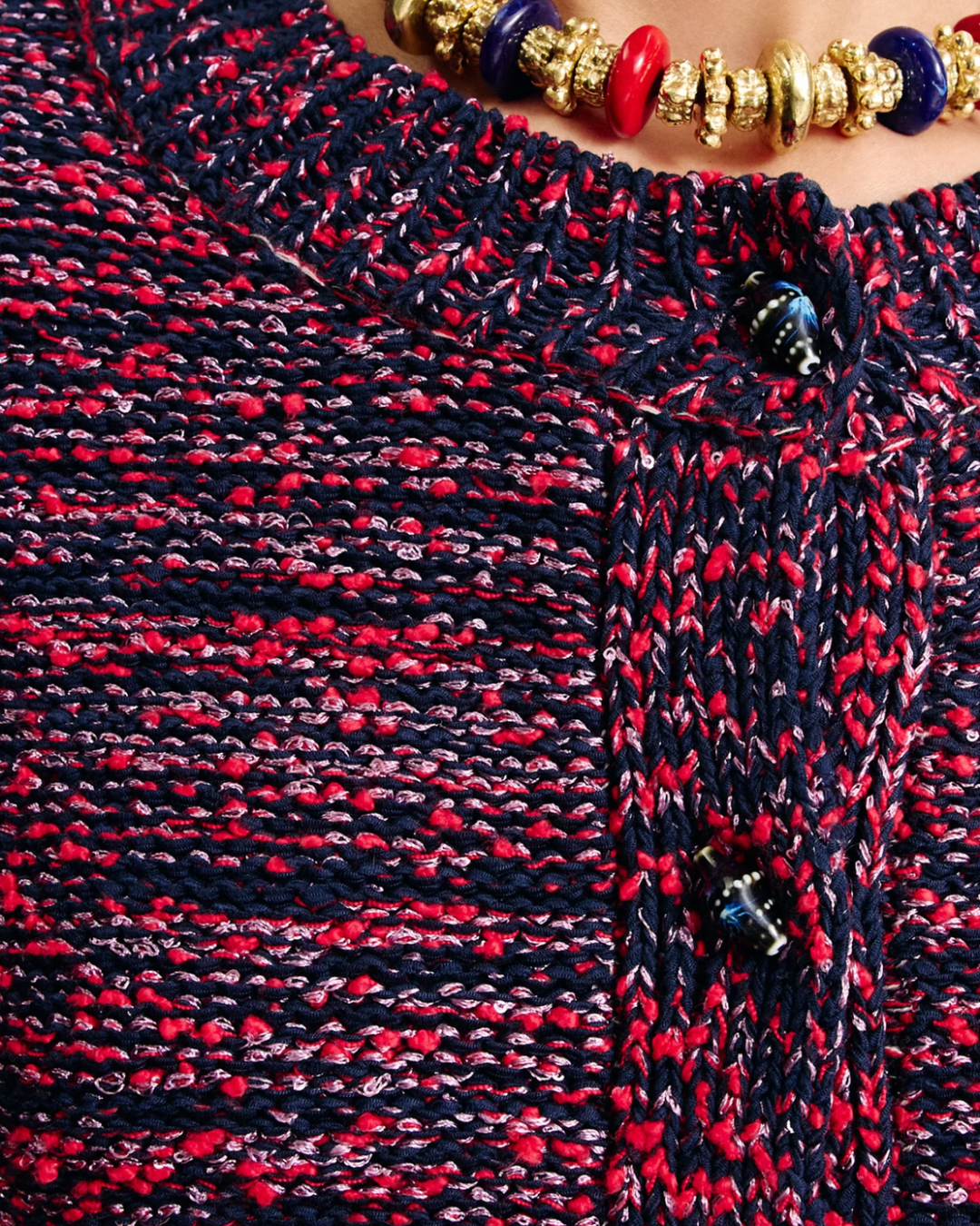 Nieve Sequin Knit Cardigan in Red by Alemais