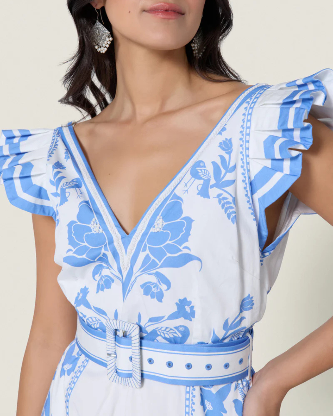 Valmira Dress in White & Blue by Scarlett Poppies