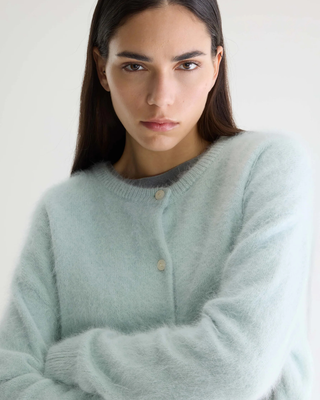 Dathan Angora Blend Cardigan in Ice by Bellerose