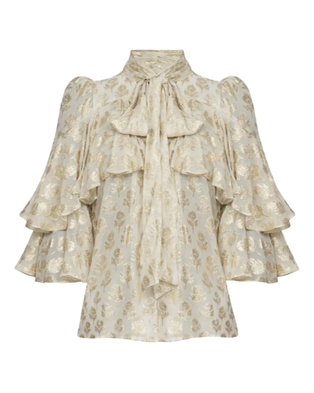 Regina Blouse in Cream & Gold by Queens of Archive