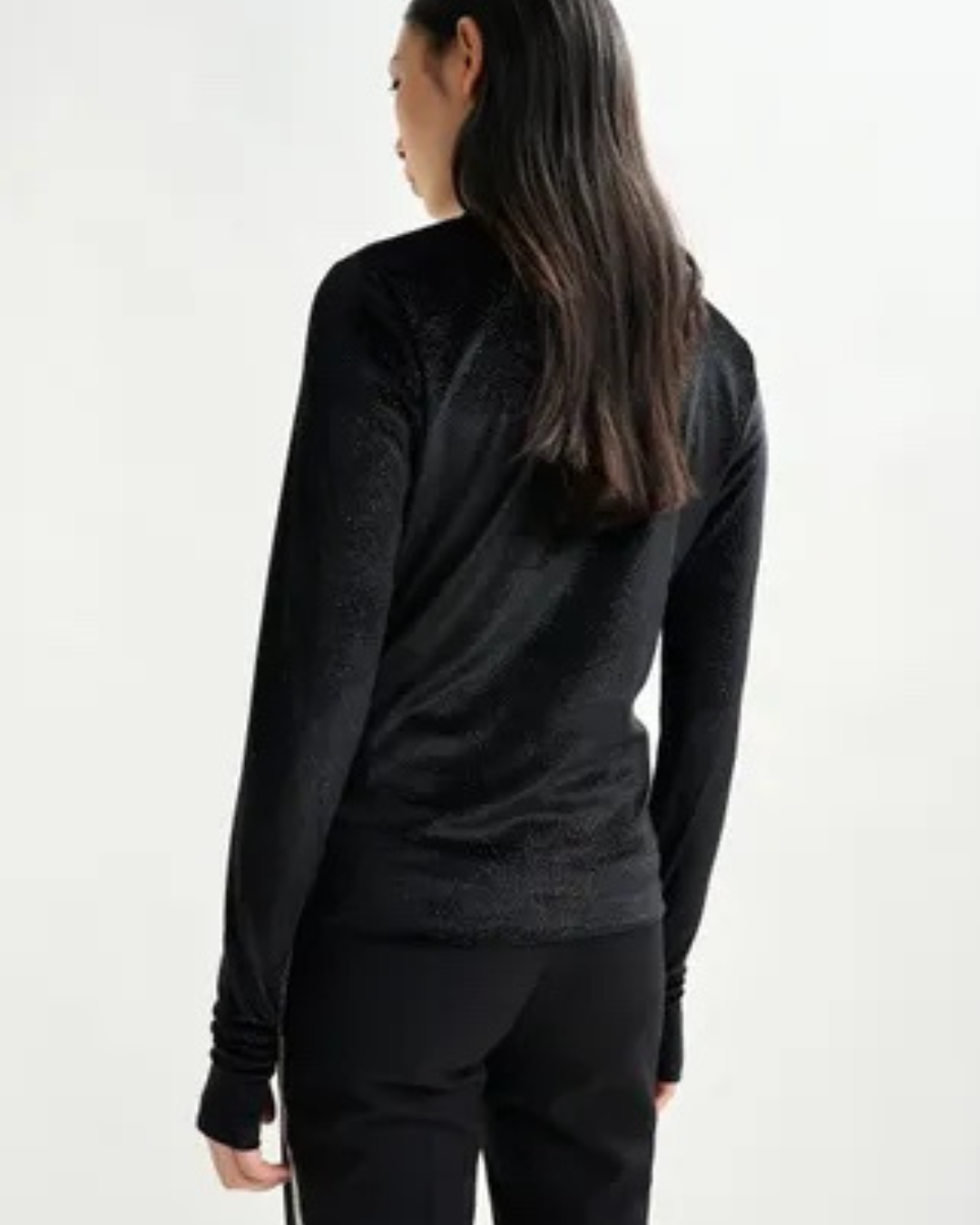 Indienne Velvet Jersey Top in Black by Essentiel Antwerp