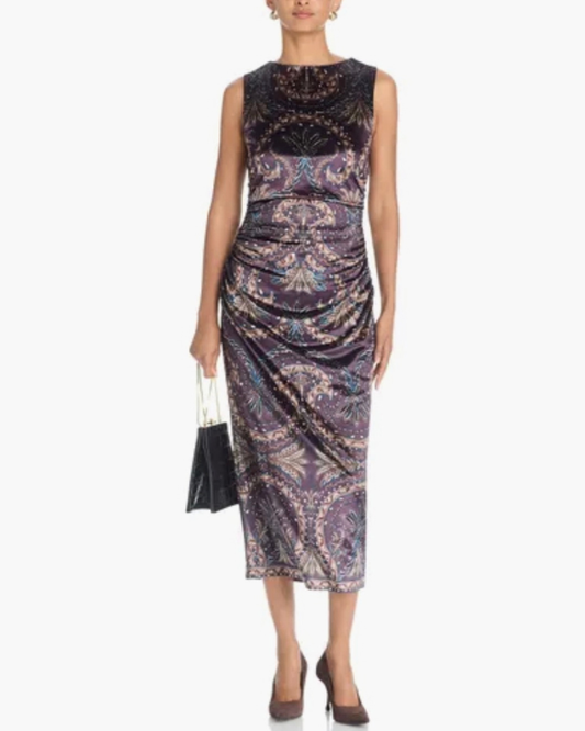 Charissa Dress in Dark Eggplant Multi by Veronica Beard