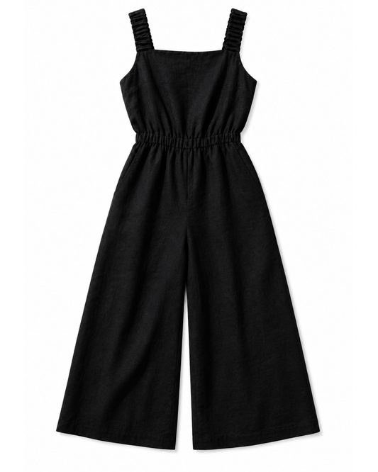 Keely Linen Jumpsuit in Black by Lilly Pilly