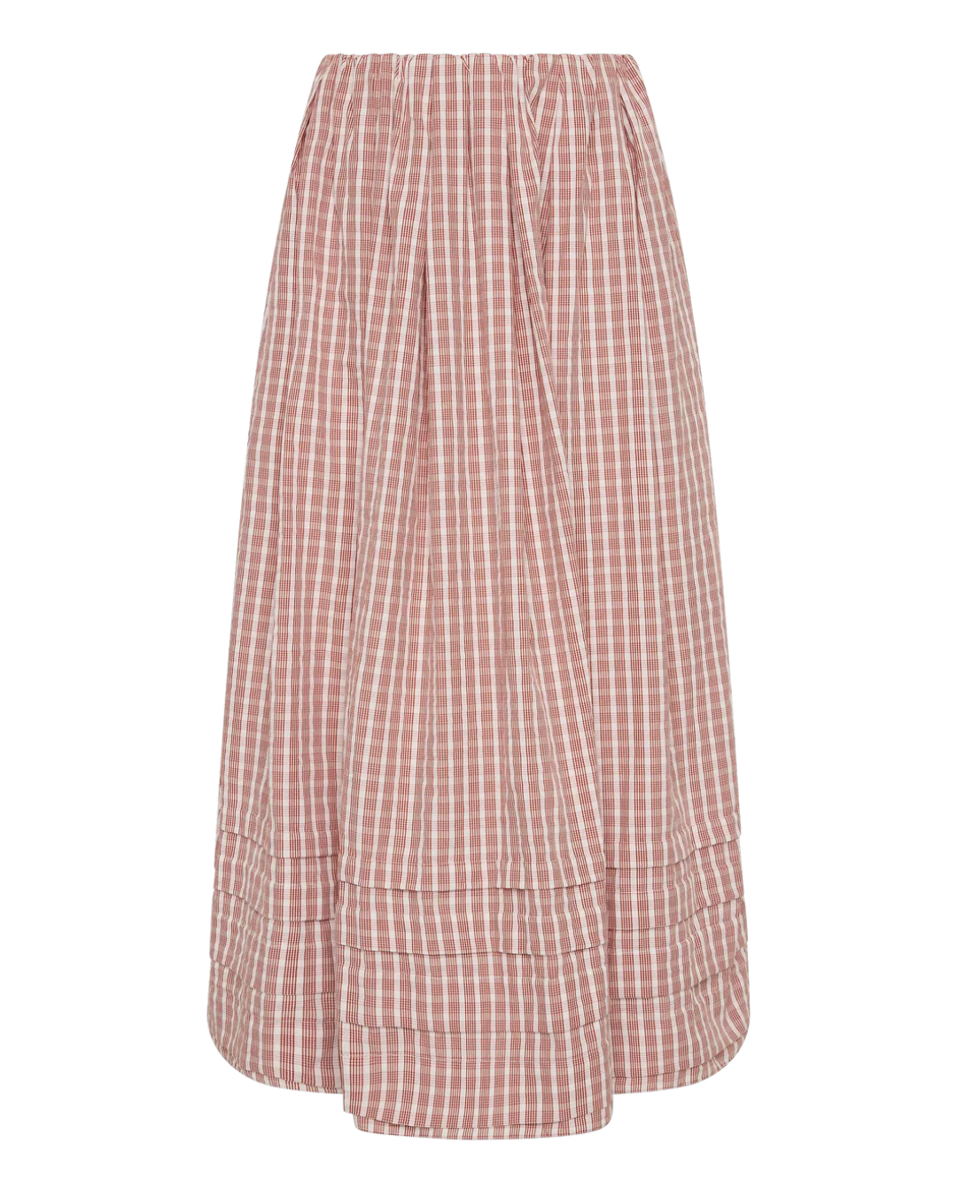 Cales Skirt in Paloma Check Cinnamon White by Faithfull the Brand