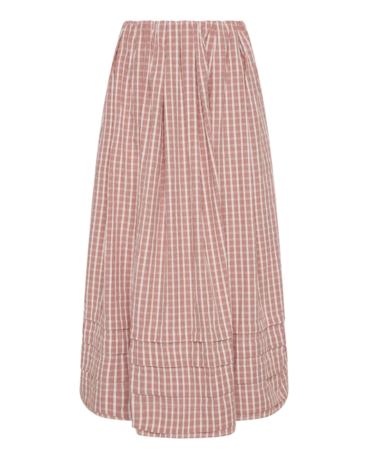 Cales Skirt in Paloma Check Cinnamon White by Faithfull the Brand