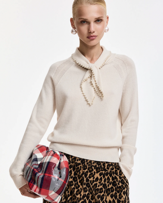 Kasa Pullover with Beads in Off White by Essentiel Antwerp
