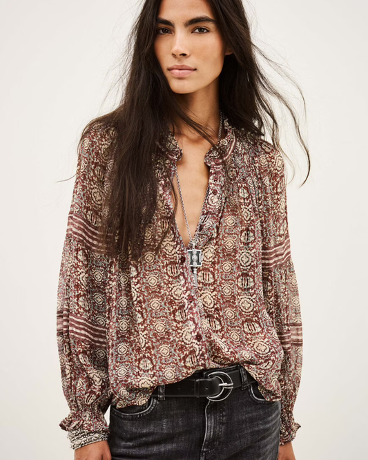Denna Blouse in Burgundy by BA&SH