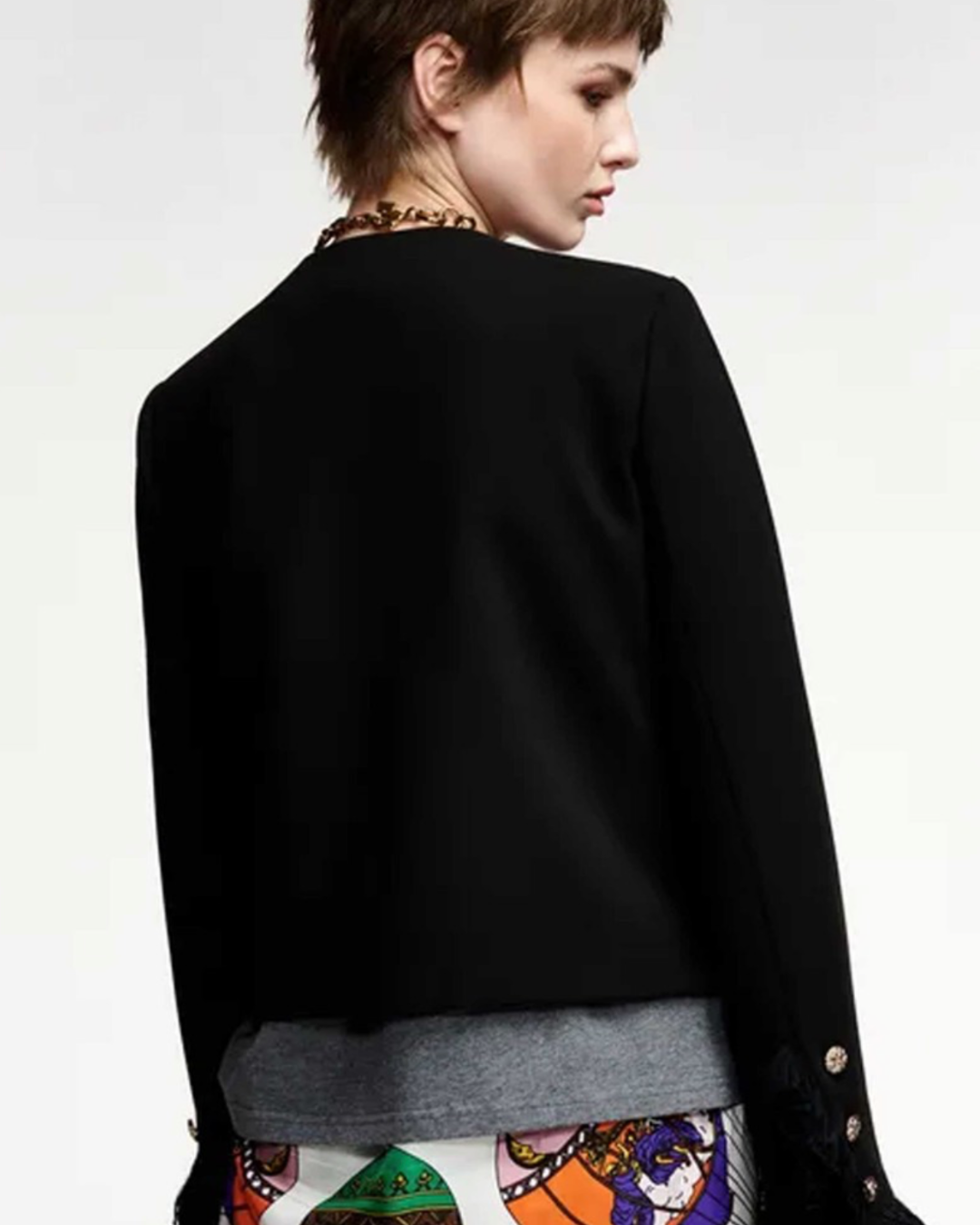 Kinetic Fringed Jacket in Black by Essentiel Antwerp