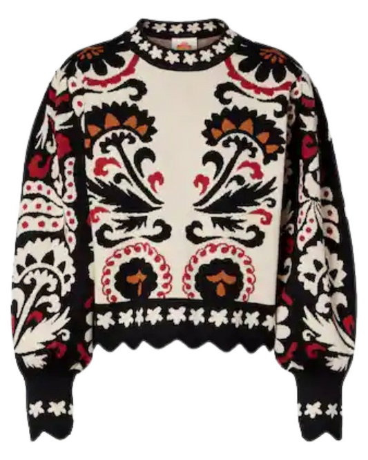 Winter Tapestry Stripes Knit Sweater by Farm Rio