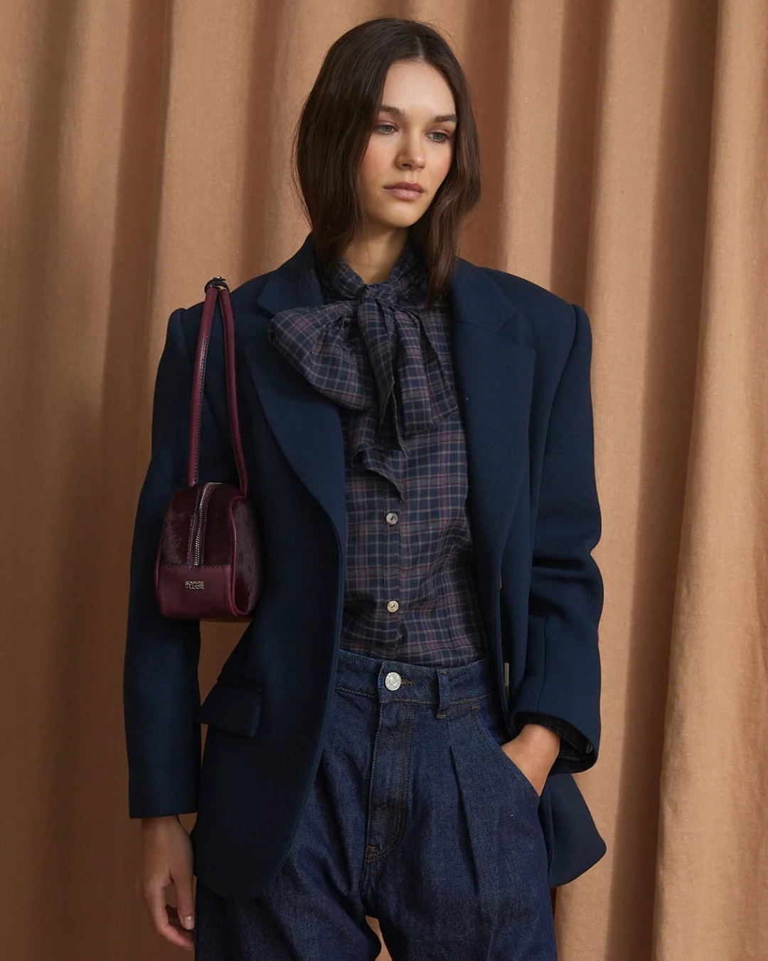 Pajarita Madras Blouse in Blue Check by SOPHIE + LUCIE
