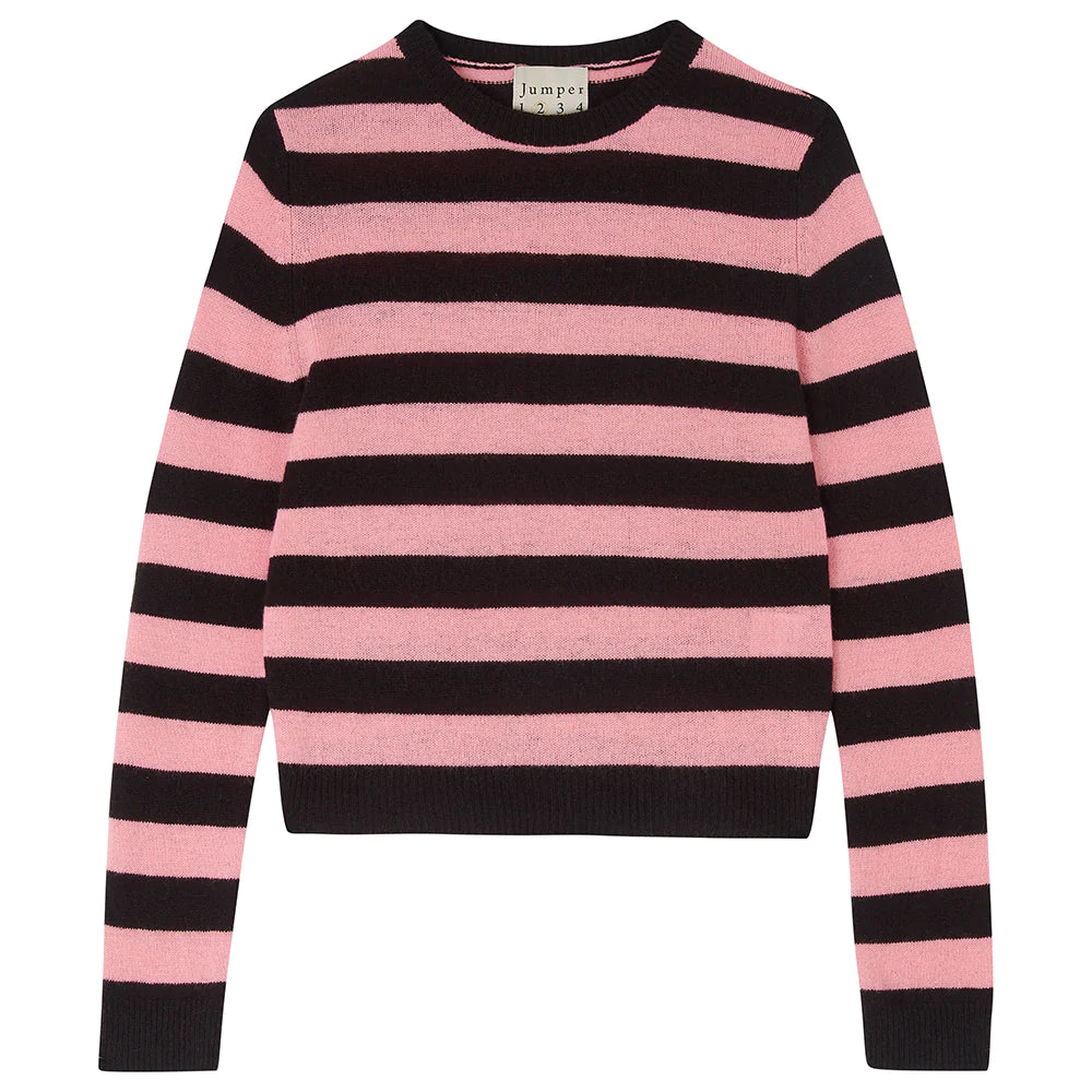 Stripe Cashmere Crew in Bitter and Tearose by Jumper 1234