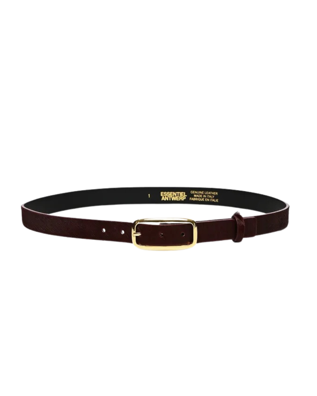 Klub Leather Thin Belt in Wine Not by Essentiel Antwerp