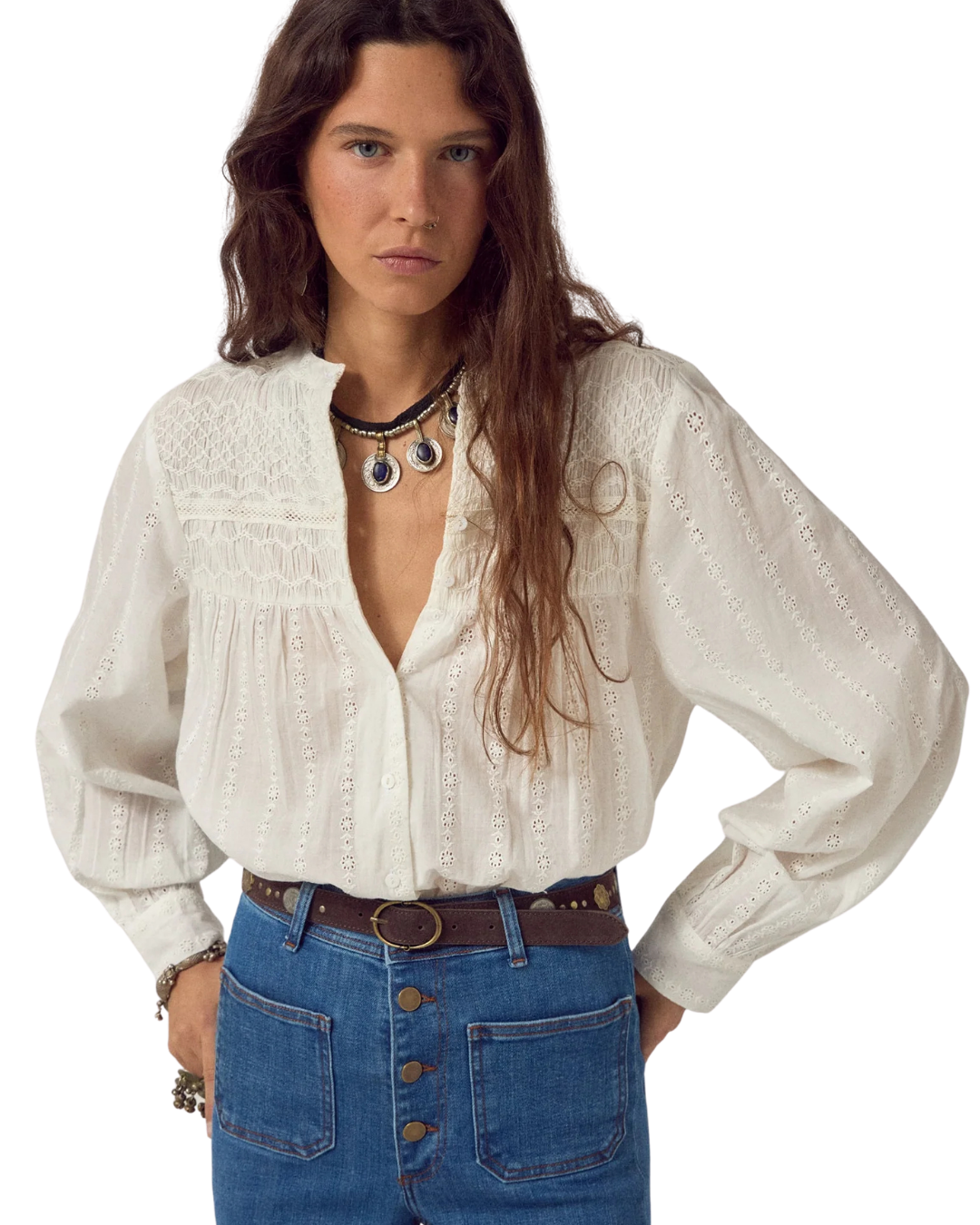 Paoli Blouse in Bianca by Maison Hotel