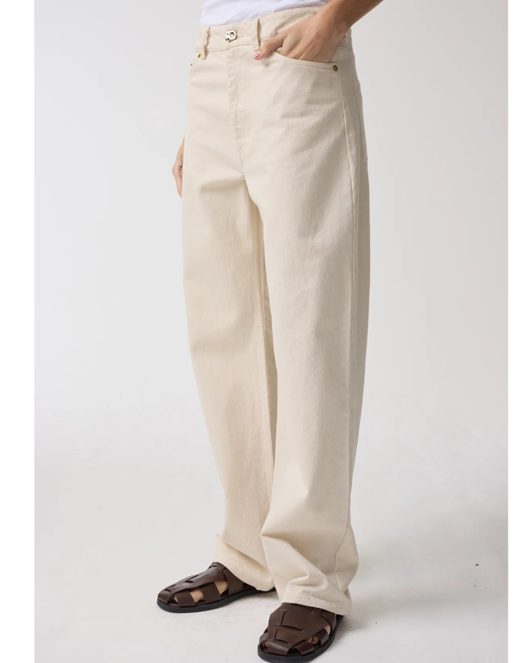 Dylan Classic Slim Straight Jeans in Ecru by AKYN