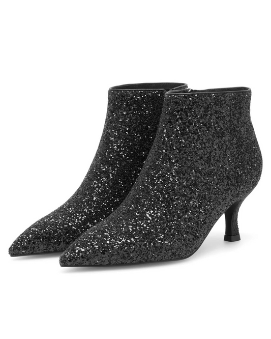 Vera Glitter Ankle Boots in Black by WODEN