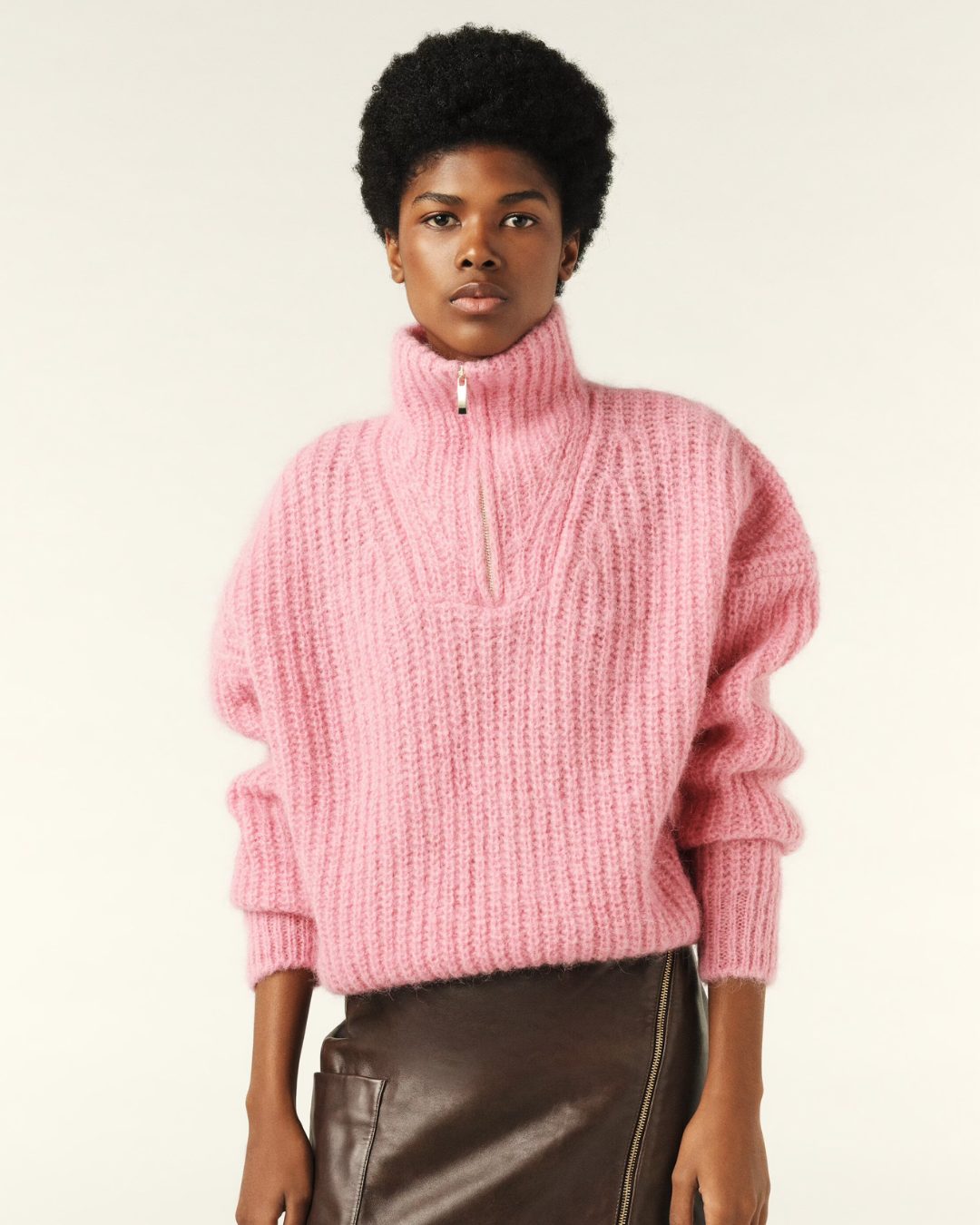 Beltane Half Zip Jumper in Pink by BA&SH