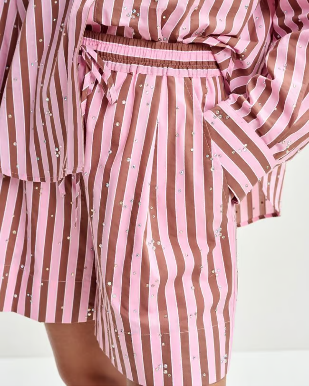 Jeeuw Rhinestone Mini Shorts in Young Rose by Essentiel Antwerp